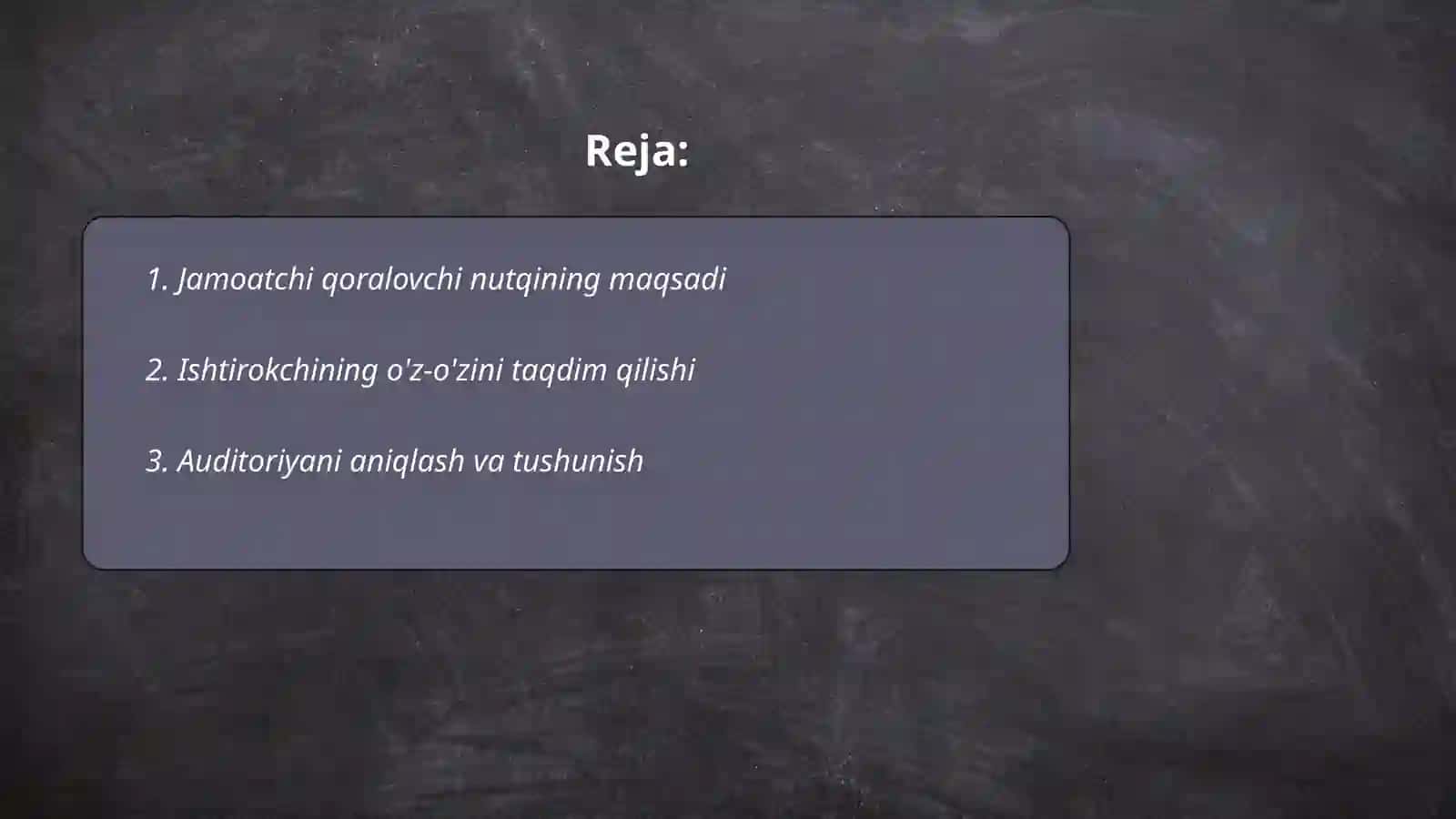 Jamoatchi qoralovchi nutqi ustida ishlash 2