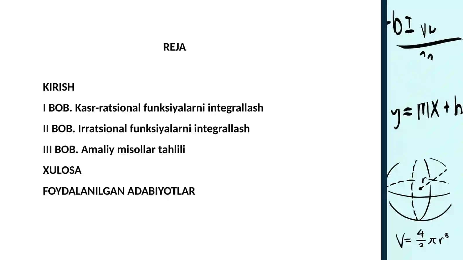 Kasr-ratsional funksiyalarni integrallash 2