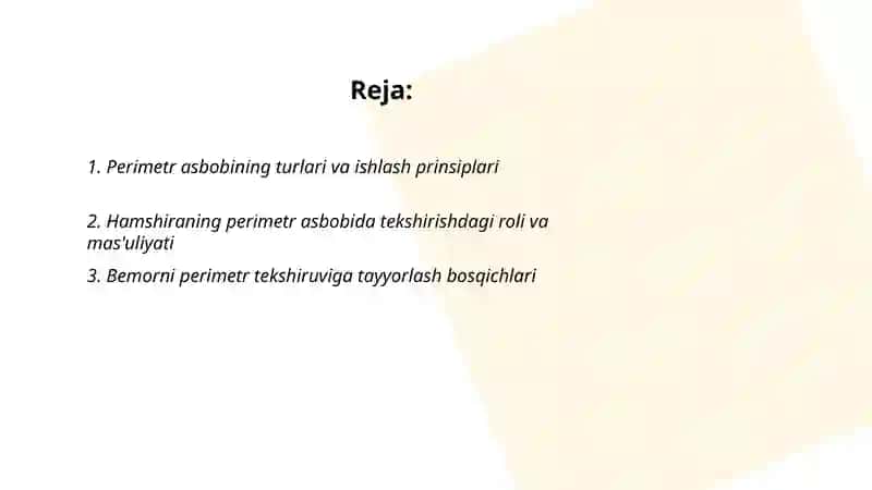 Perimetr asbobida tekshirish 2