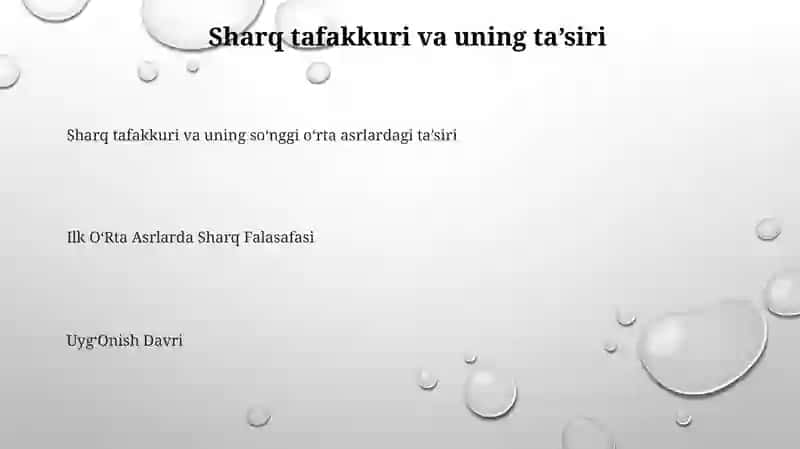 Ilk OʻRta Asrlarda Sharq Falasafasi UygʻOnish Davri 2