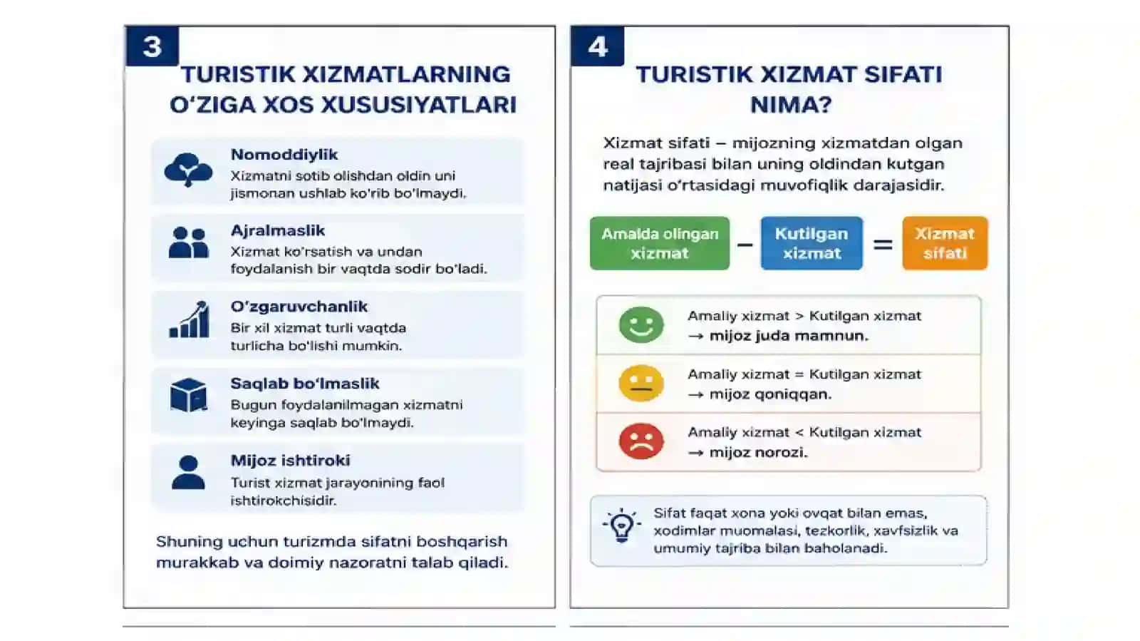 Turistik xizmatlar sifatini baholash va mijozlar qoniqishini boshqarish 2