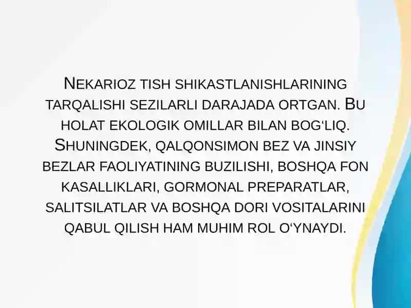 tish chiqqandan keyin rivojlanadigan tish qattiq toqimasining nokaries kasalliklari 2
