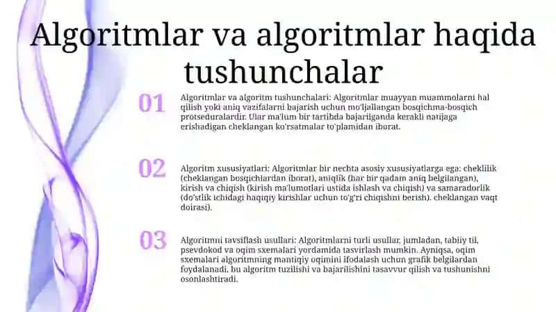 Algoritmlar va Algoritm Tushunchalari 2