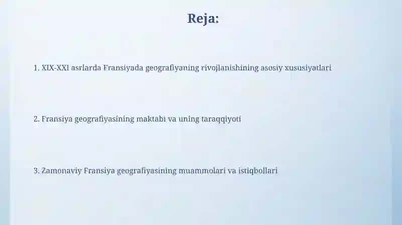 Fransiyada geografiyning rivojlanish xususiyatlari haqida 2