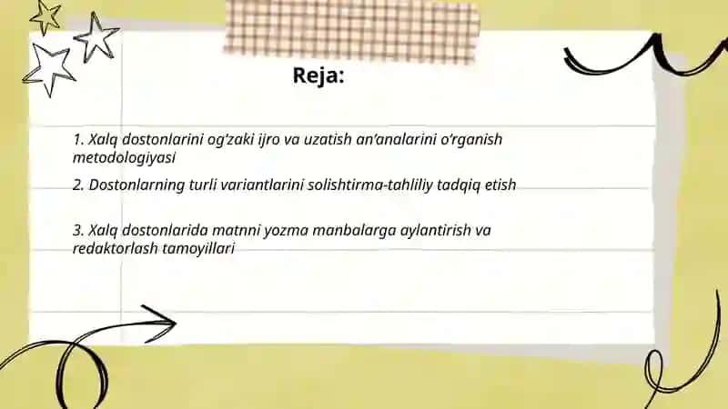 Xalq dostonlarini o'rganish tajribalari va yangi nazariy qarashlar Umurova Laylo 2