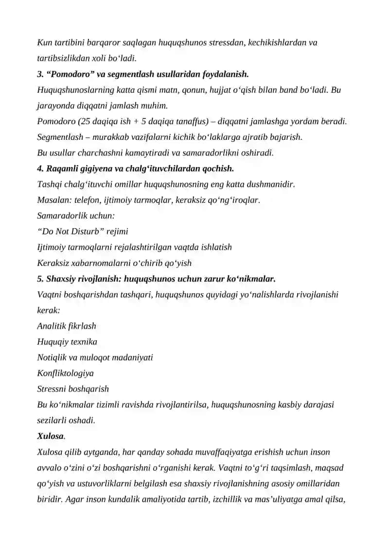 HUQUQSHUNOSNING SHAXSIY RIVOJLANISH REJASI 2
