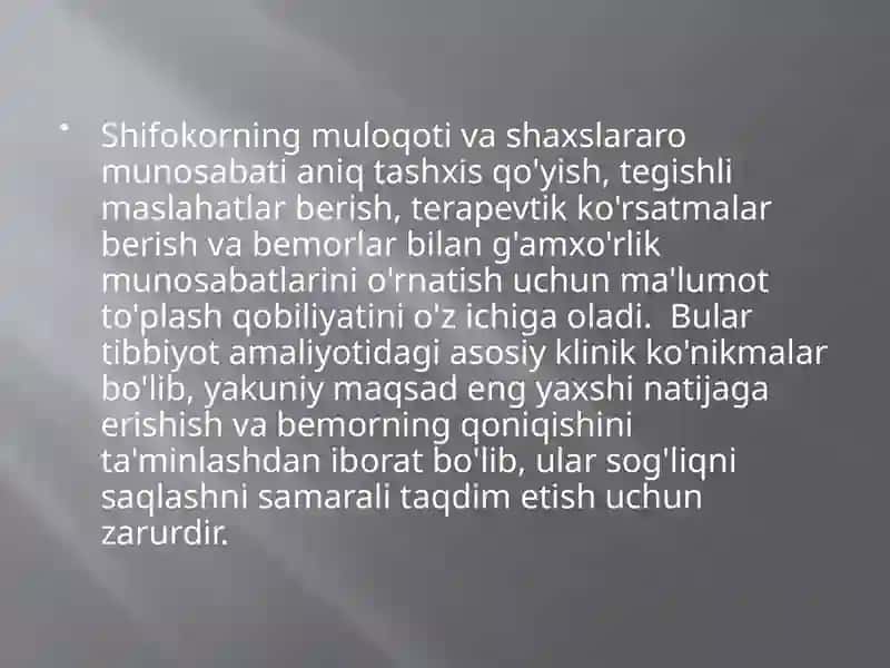 Muloqat shifokor va bemor muloqatining psixologik xususiyatlari 2