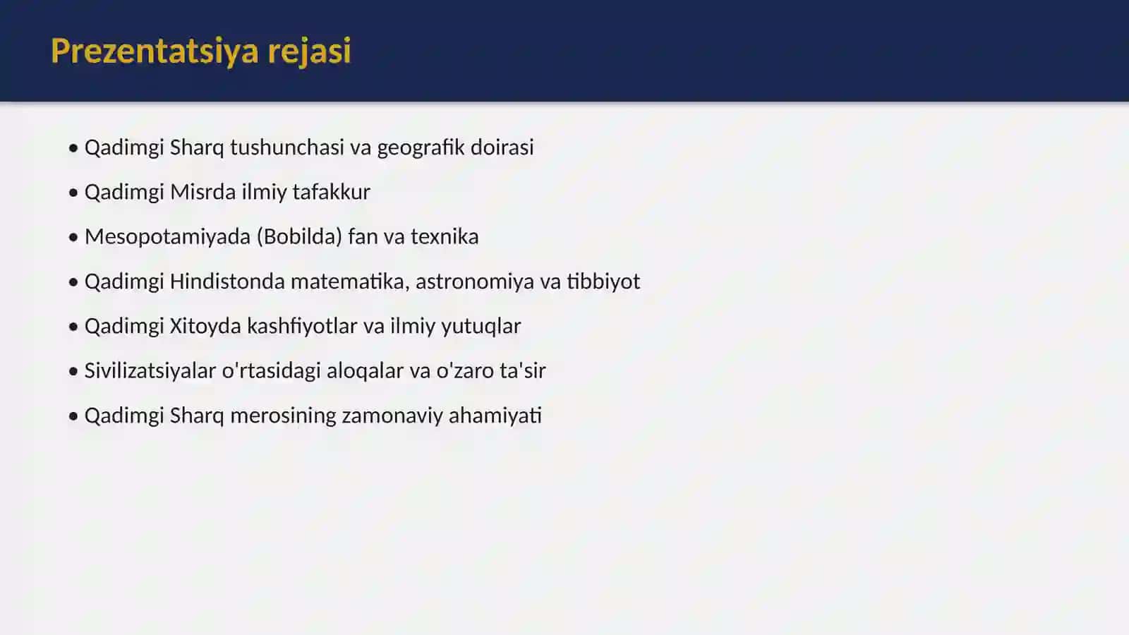 Qadimgi Sharqda ilmiy tafakkurning rivojlanishi 2