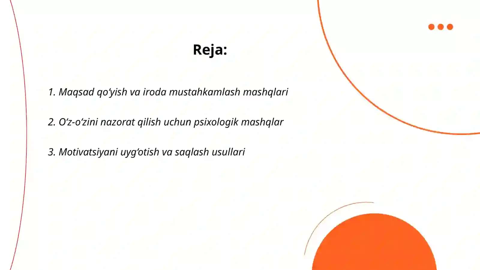 Iroda va irodani mustahkamlovchi psixologik mashg‘ulotlar 2