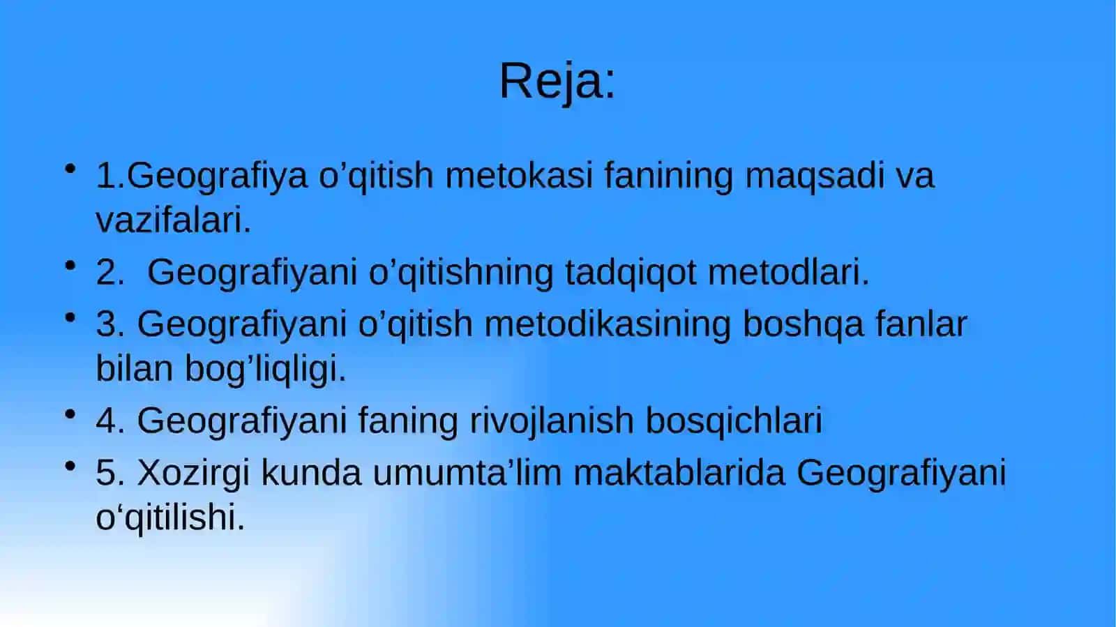 Geografiya faninimani o`rganadi? 2