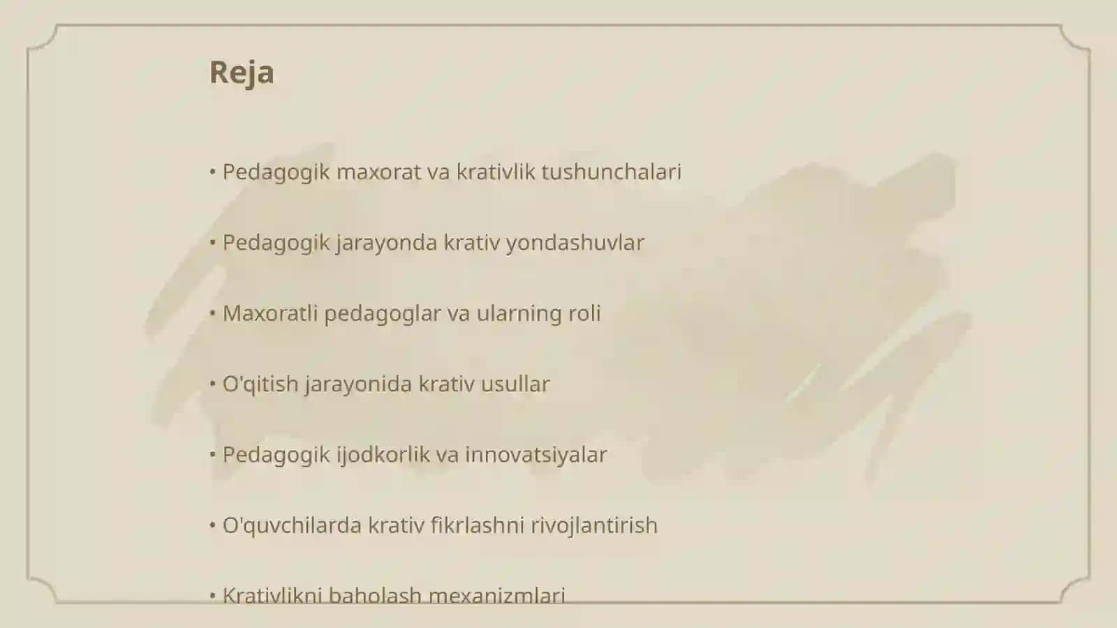 Pedagogika maxorat krativning moxiyati 2