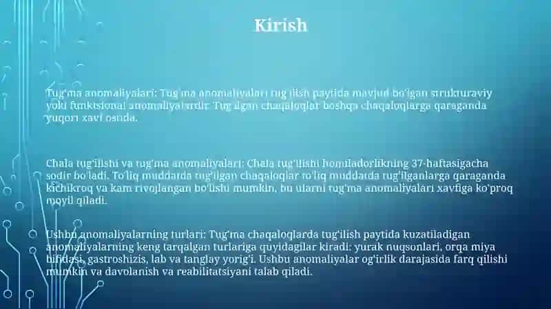TugʻMa Anomaliyalar Chala TugʻIlganlardagi Buzilishi 2