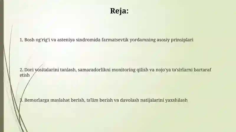 Bosh og'riqlari va astenik sindromida farmasevtik yordam tamoyillari 2