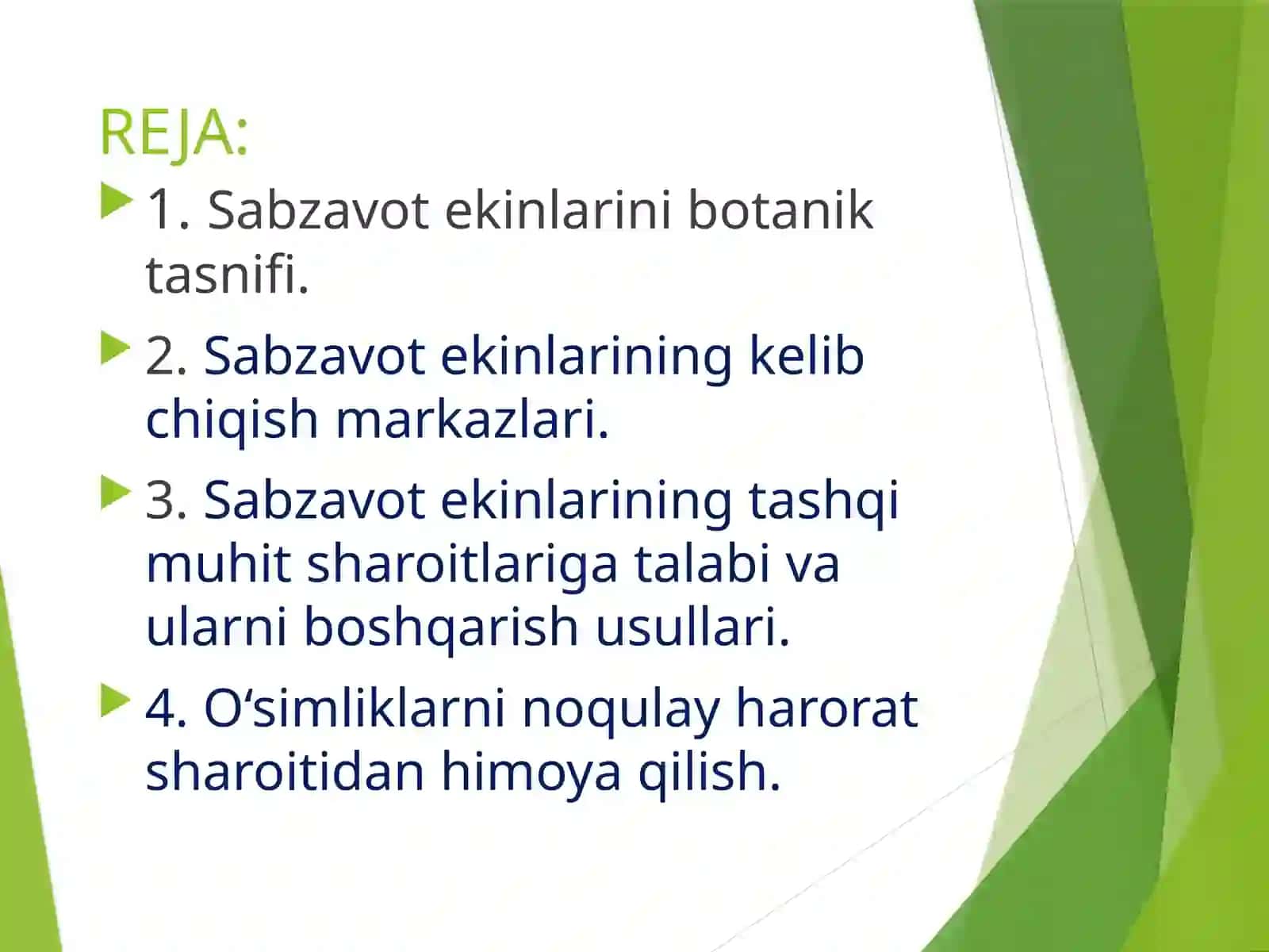 SABZAVOT EKINLARINING BOTANIK TASNIFI, MORFOLOGIK VA BIOLOGIK HUSUSIYATLARI 2