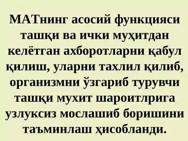 МАТ фаолиятининг рефлектор тамойилари. Асаб марказларнинг хоссалари 2