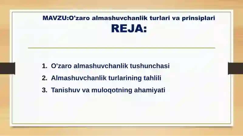 O'zaro almashuvchanlik turlari va prinsiplari 2