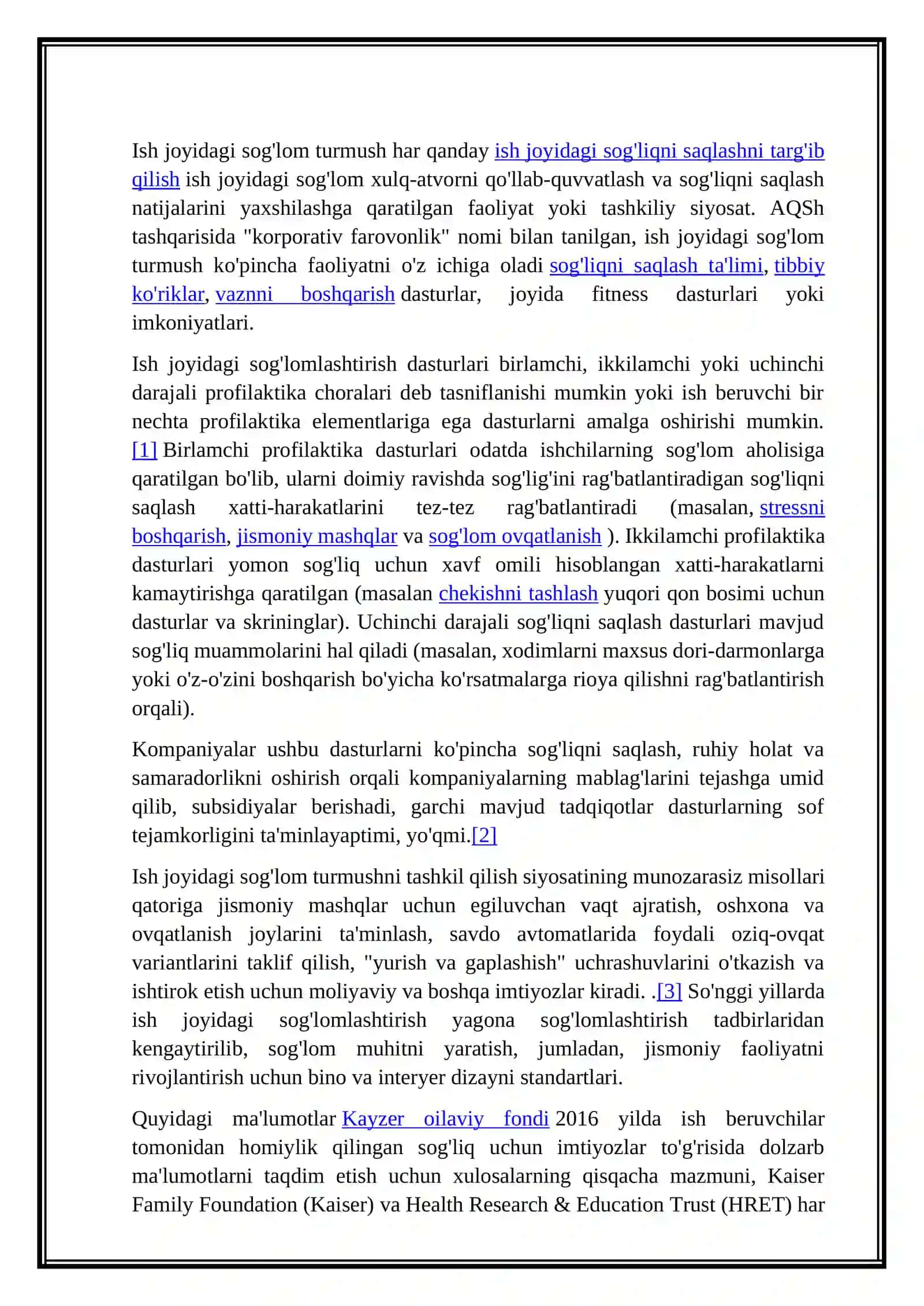 O`zb Res. Sharoitida qishloq xo`jaligidagi mehnatning o`ziga xos xususiyatlari. Ishchilarni sog`lomlashtirish bo`yicha tadbirlar 2