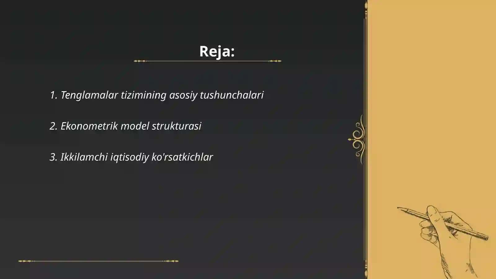 Tenglamalar tizimi ko'rinishidagi ekonometrik model 2