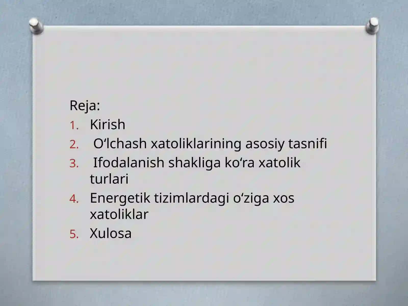 O‘lchash xatoliklari va ularning turlari energetik tizimlarda 2