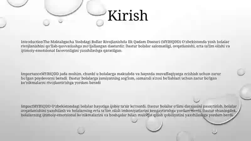 Maktabgacha Yoshdagi Bollar Rivojlanishda Ilk Qadam Dasturi 2