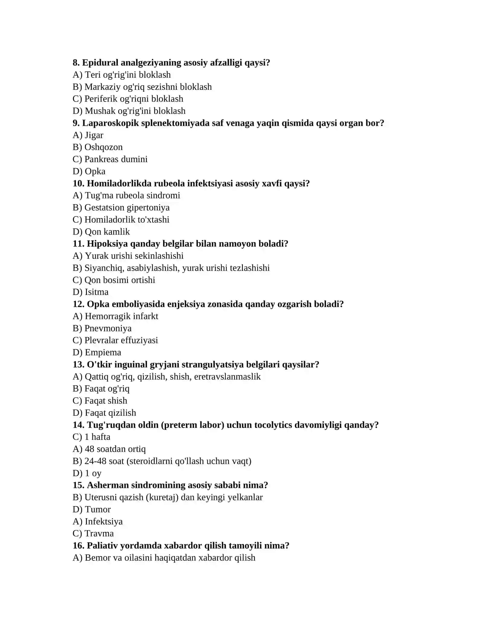 Pediatriya test savollari 2