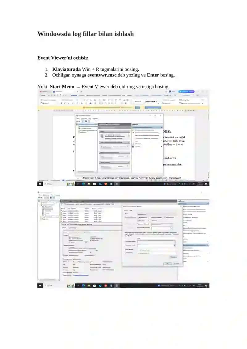 Windowsda log fayllar bilan ishlash 2