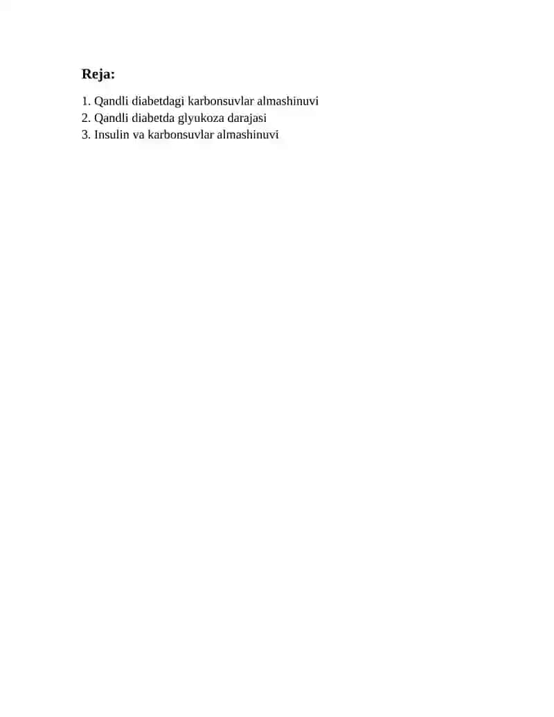 QANDLI DIABET VA UNING ASARATLARINI KELIB CHIQISHIDA KARBONSUVLAR ALMASHINUVI BUZILISHLARINING AHAMYATI 2