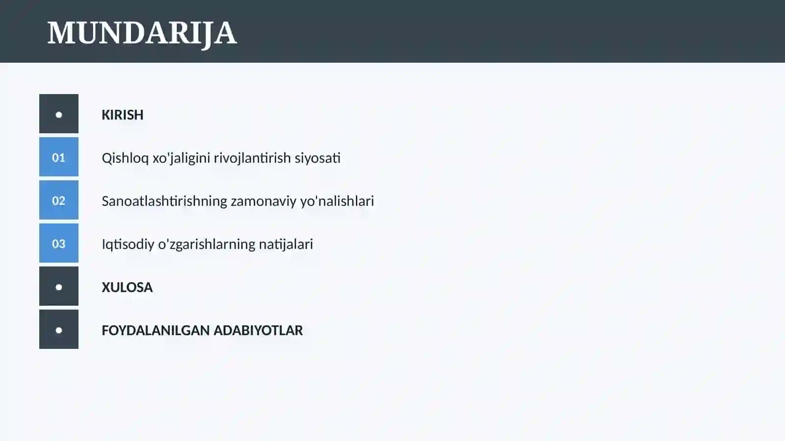 O'ZBEKISTONDA QISHLOQ XO'JALIGI VA SANOAT SOHASIDAGI O'ZGARISHLAR 2