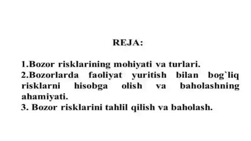 Bozor risklari va ularniboshqarish strategiyalari 2