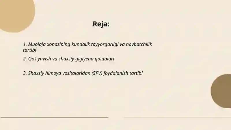 Muolaja xonasida ishlash tartibi 2