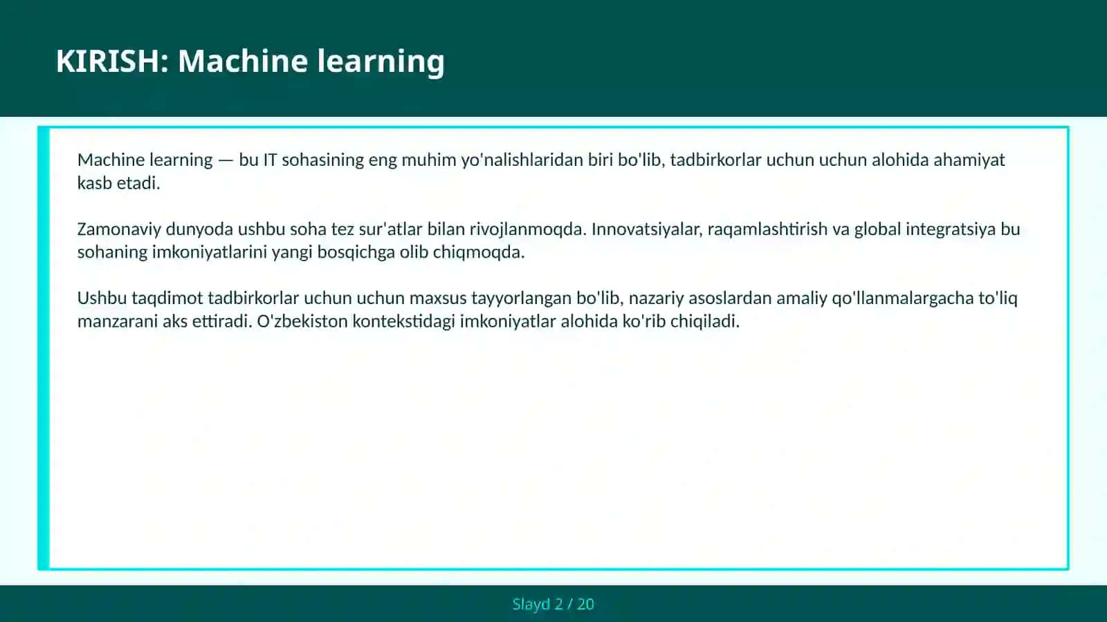 MACHINE LEARNING 2