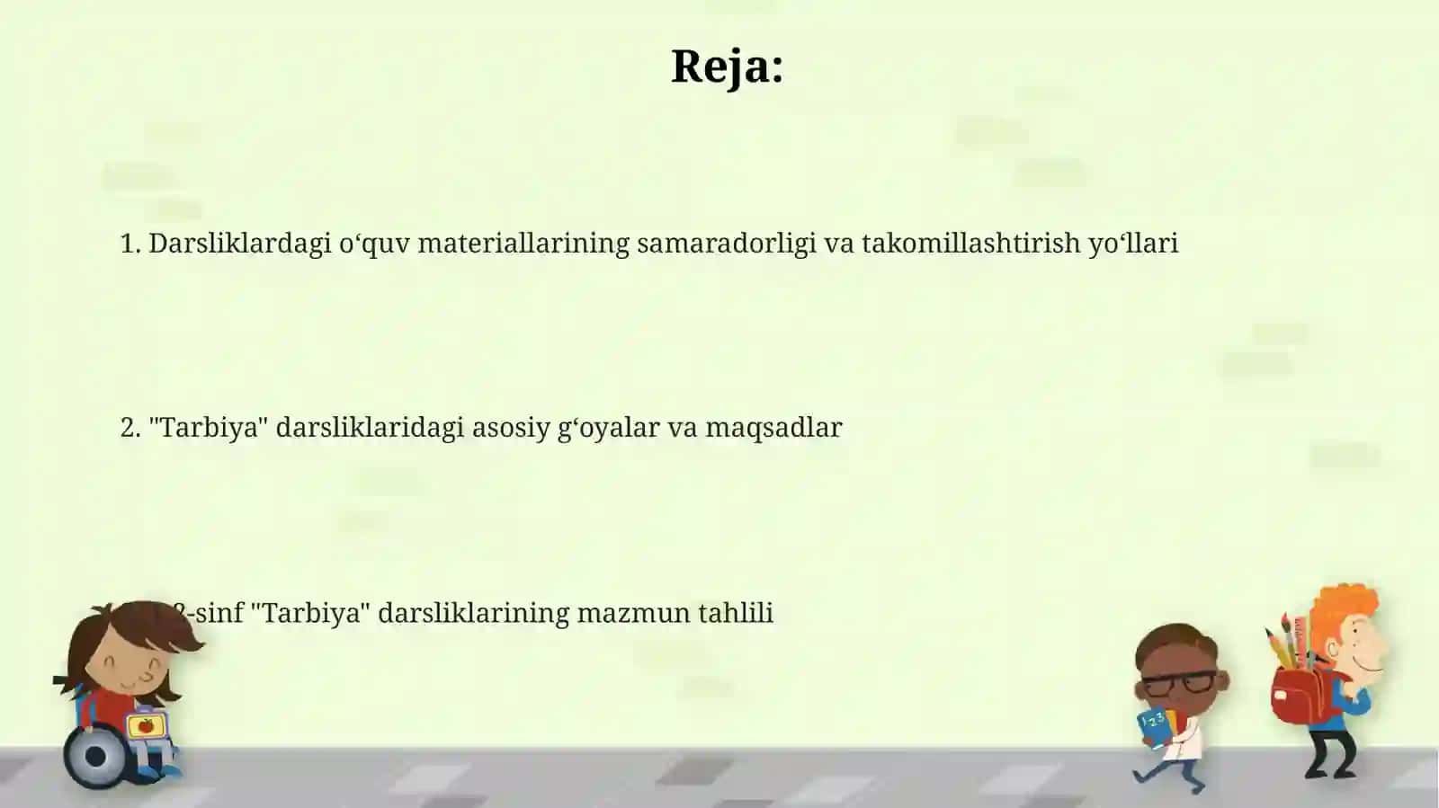 1-2-sinf "Tarbiya" darsliklarinioʻrganish 2