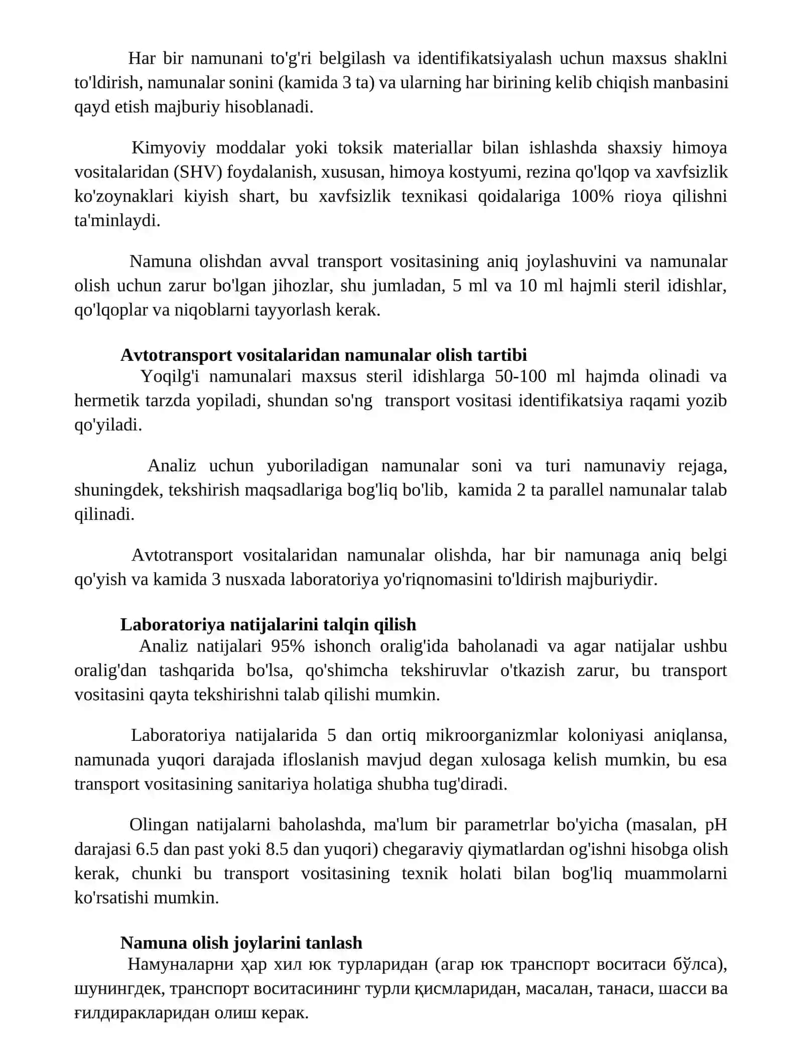 Namunalar olish va labaratoriyaga joʻnatish tartibi 2