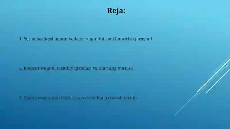 Yer uchastkasiga berilgan kadastr raqamini shakllantirish 2