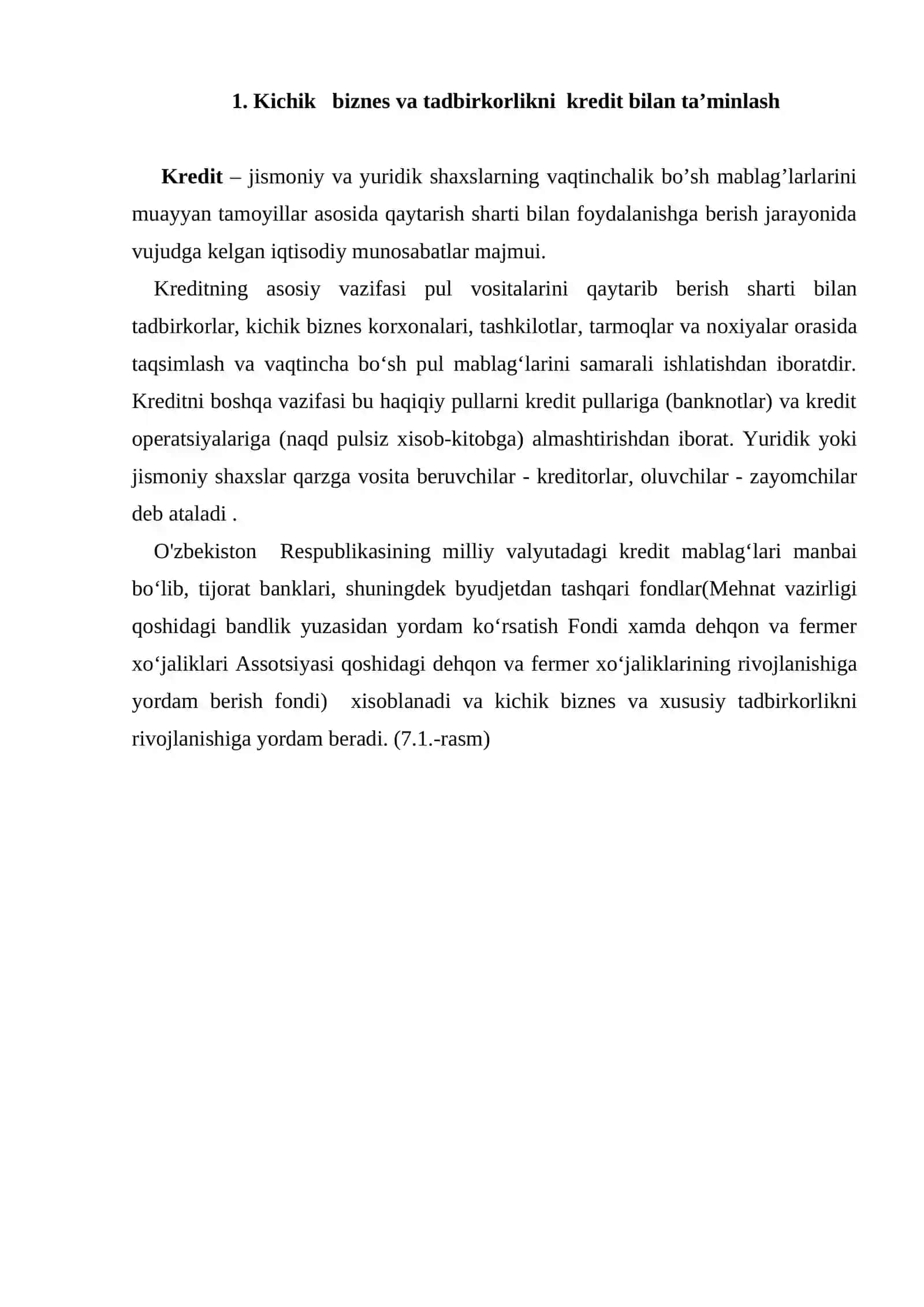 Biznesni kredit bilan ta’minlash turlari 2