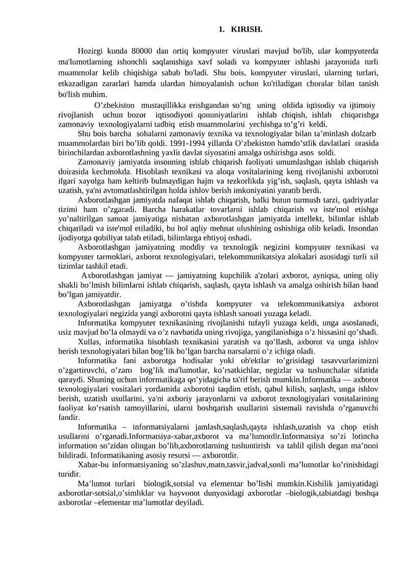 VIRUS VA UNING TURLARI 2