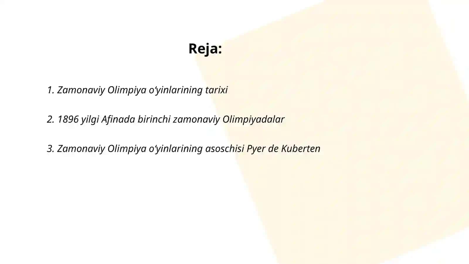Zamonaviy Olimpiya O'yinlarining Qayta Tiklanishi 2