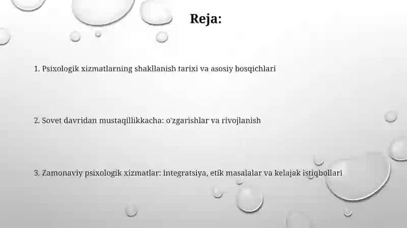 Psixalogik xizmatni tashkil etish tarixi 2