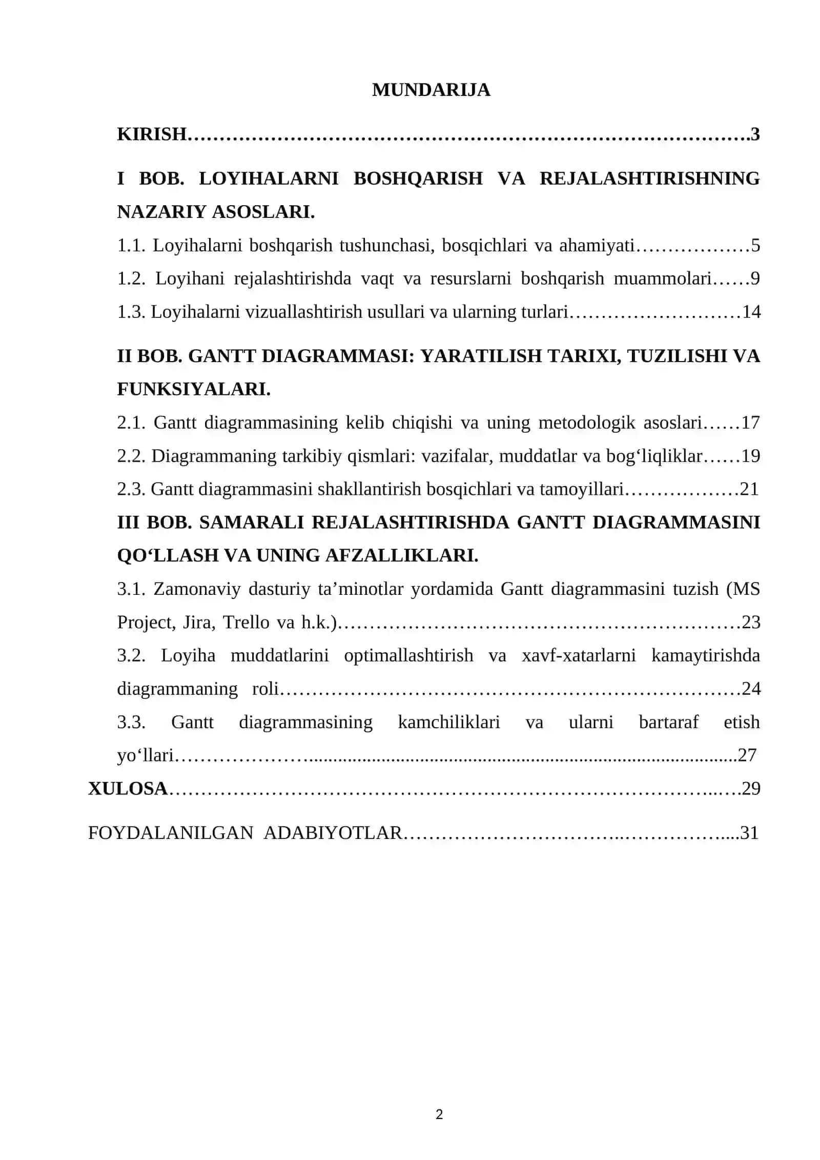 Loyihani Samarali Rejalashtirishda Gand Diagramasining Ro’li 2