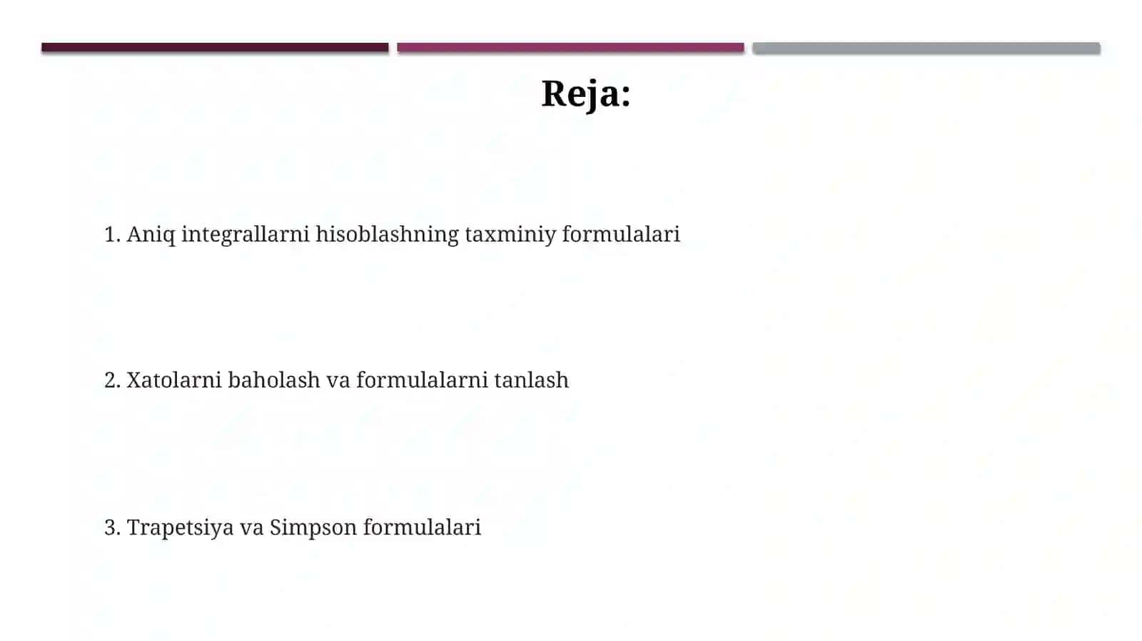 Trapesiya va Simpson formulalari 2