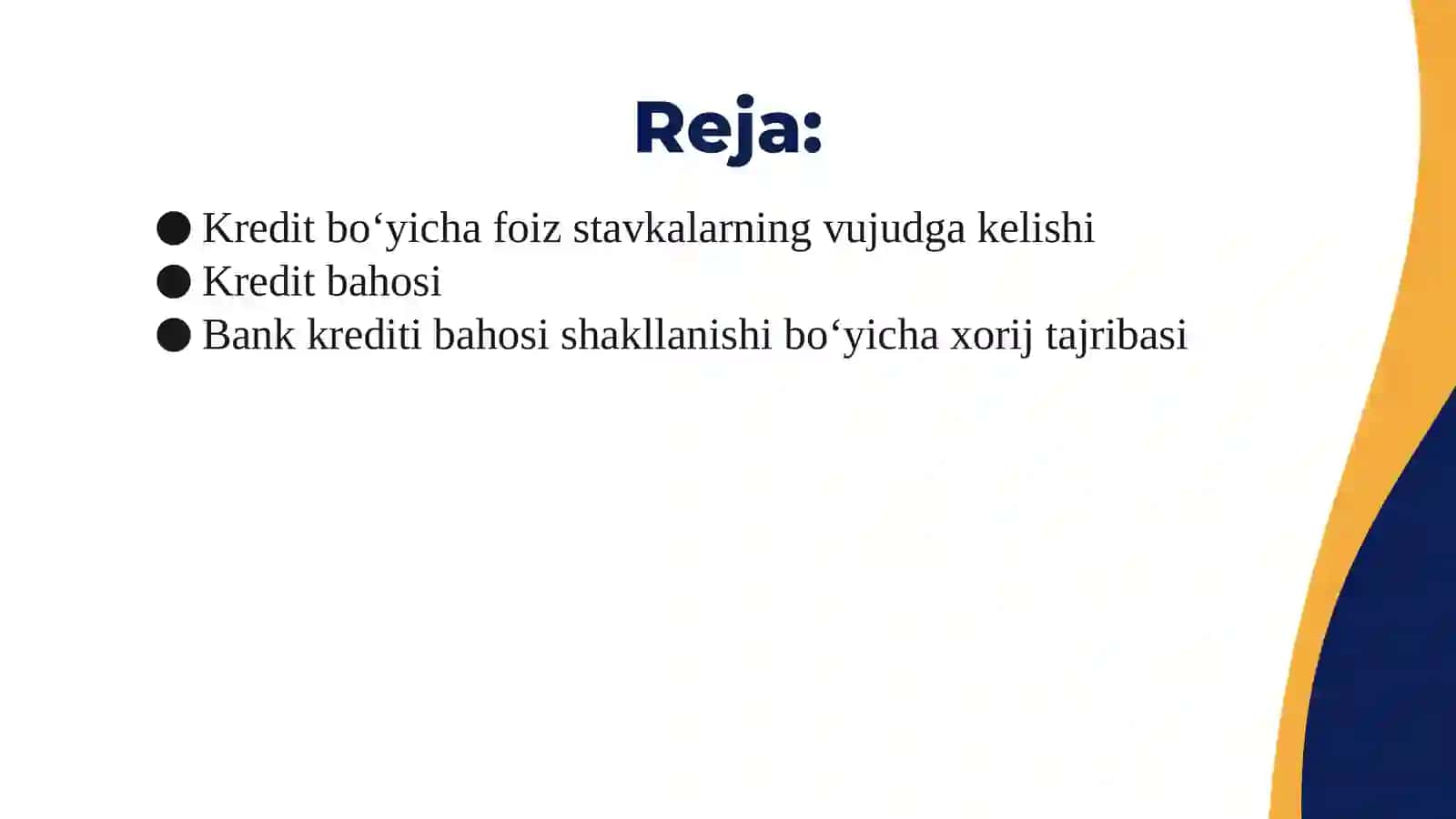 KREDIT FOIZ STAVKASI VA UNGA TA’SIRQILUVCHI OMILLAR 2