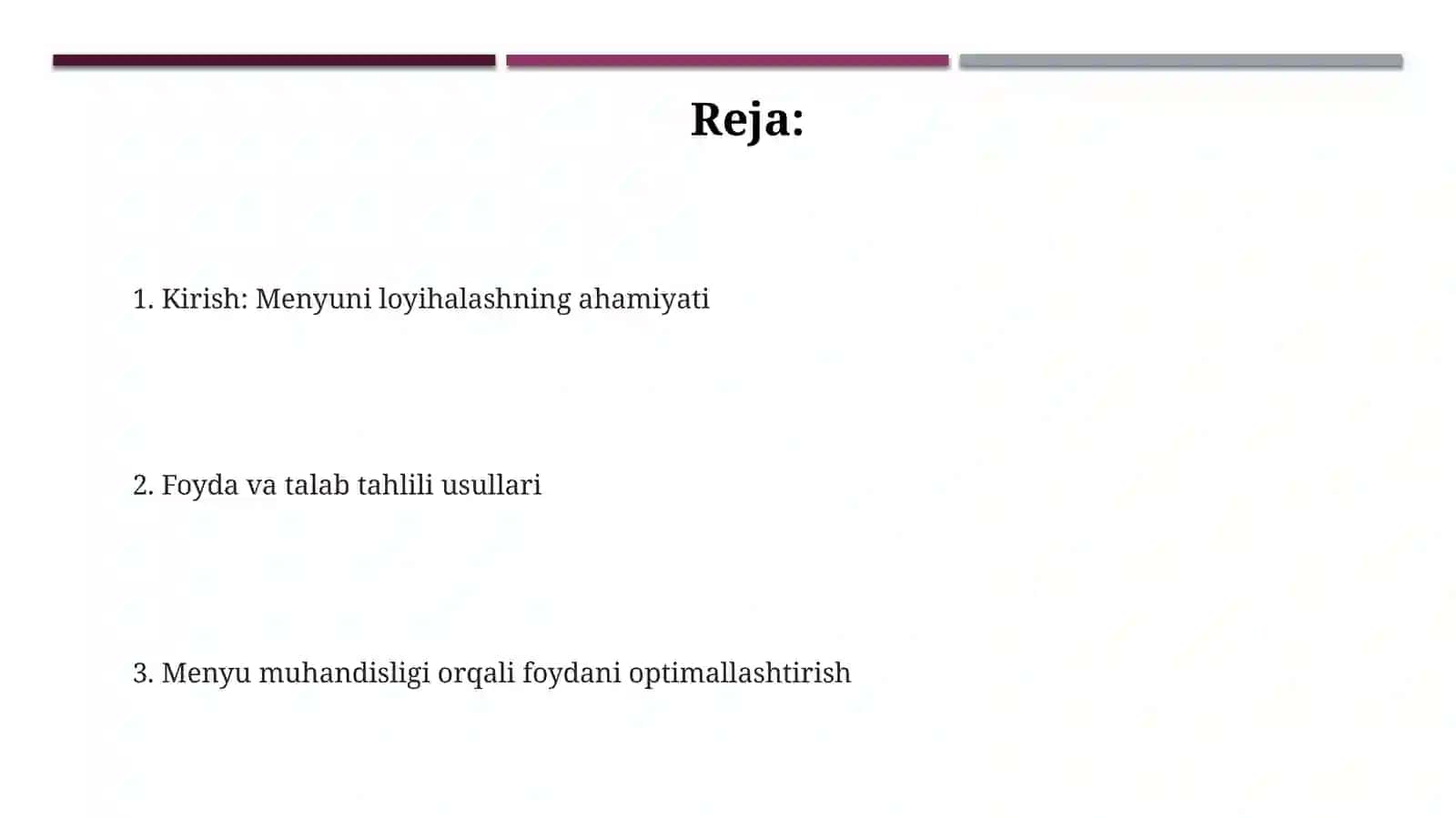 Restoranda menyu injinerligi foyda va talab tahlili 2