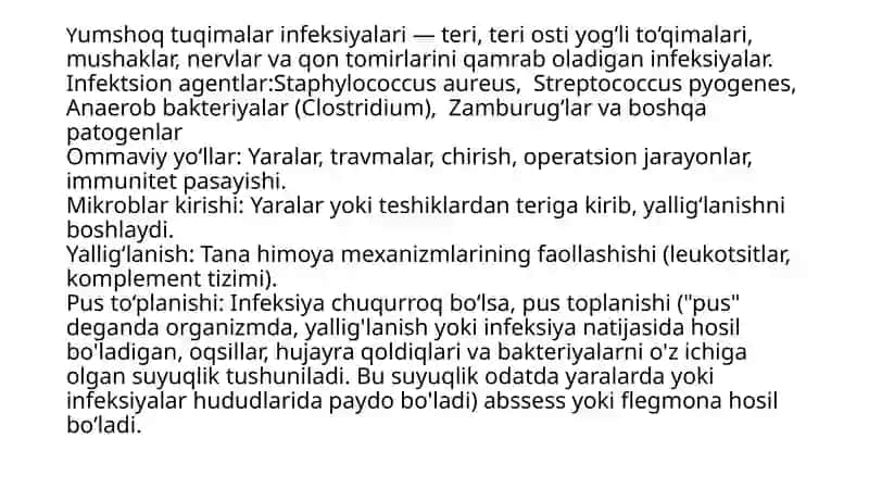 Yumshoq tuqimalar infeksiyalari 2