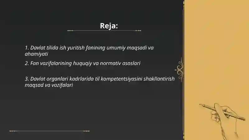 Davlat tilida ish yuritish fanining maqsad va vazifalari 2