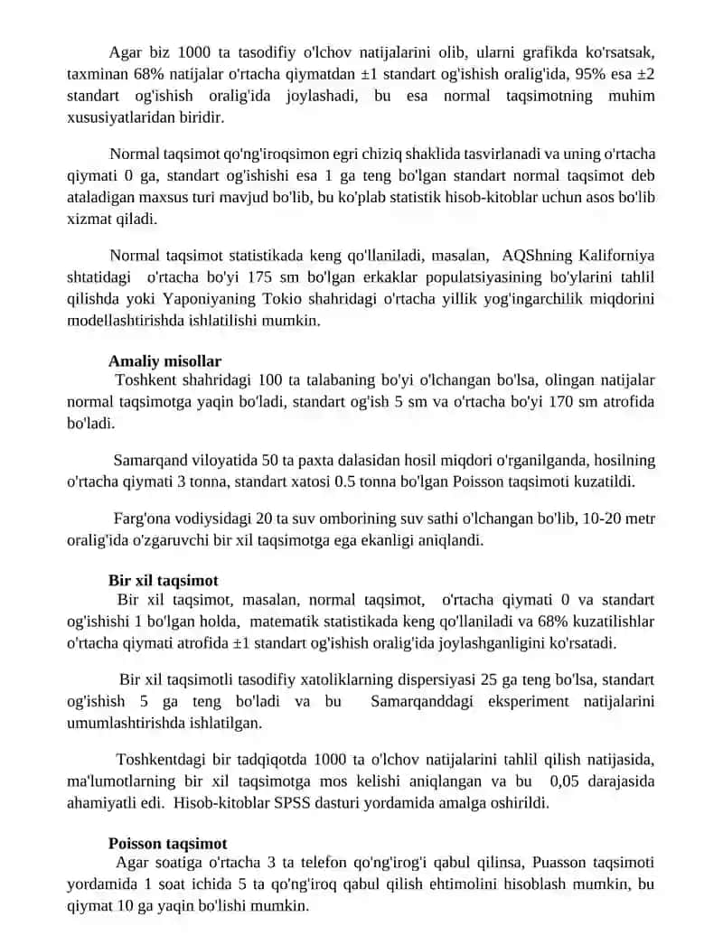 Tasodifiy xatolikning taqsimlanish qonunlari 2