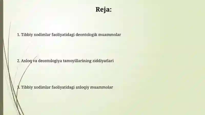Tibbiyot xodimlari faoliyatida etika va deontologiya masalalari 2