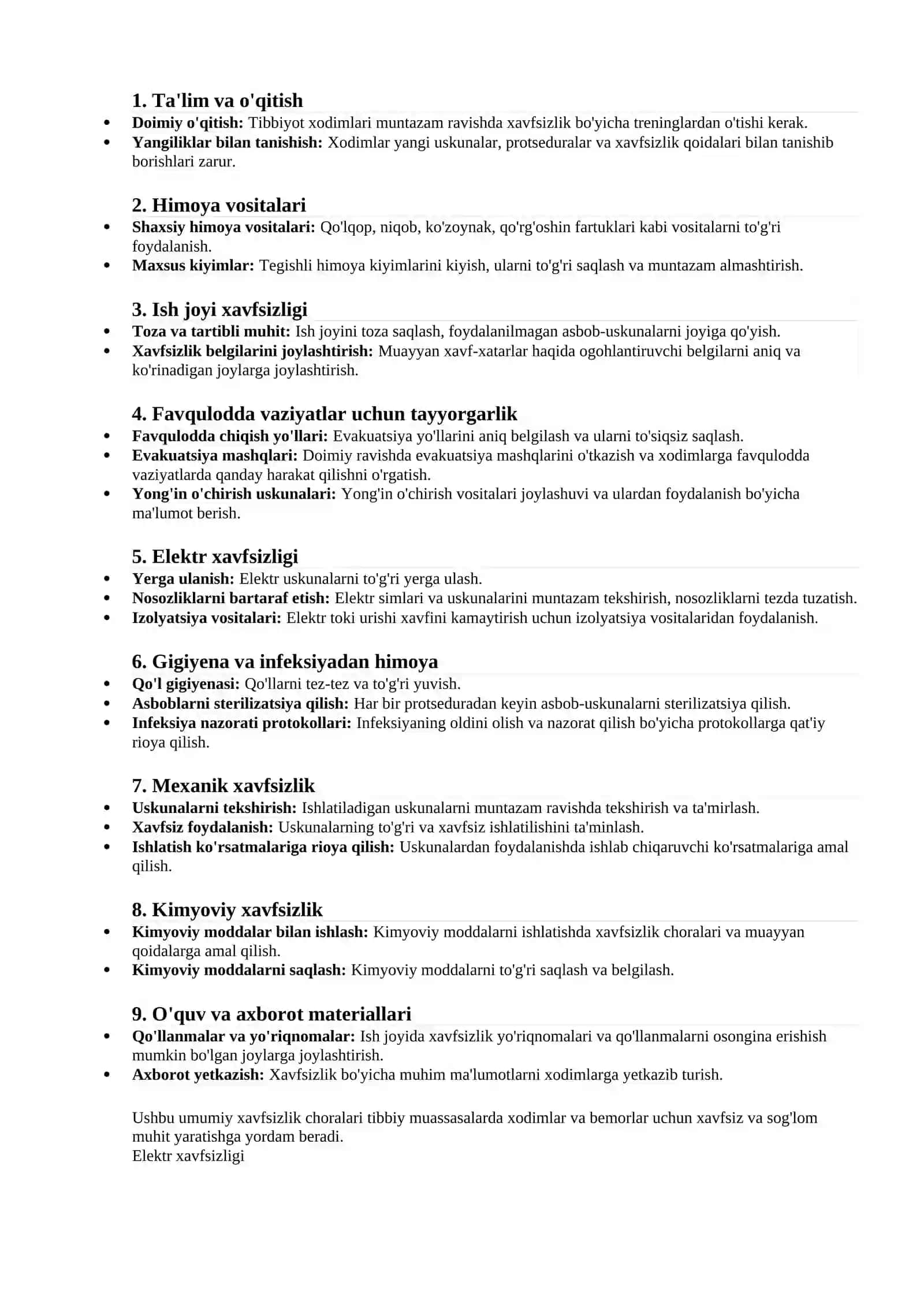 Tibbiyotda texnika xavfsizligi qoidalari 2
