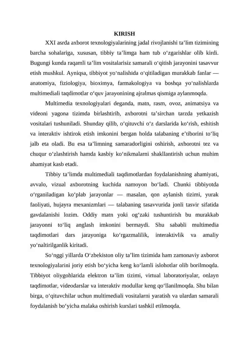 TIBBIY TA’LIMDA MULTIMEDIALI TAQDIMOTLARNING AMALIY QO‘LLANILISHI 2