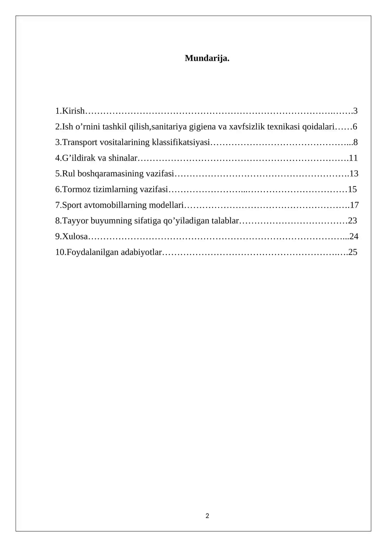 Sport avtomobilini detallarini tayyorlashni texnologik xaritalarni tuzish va loyihalashtirish 2