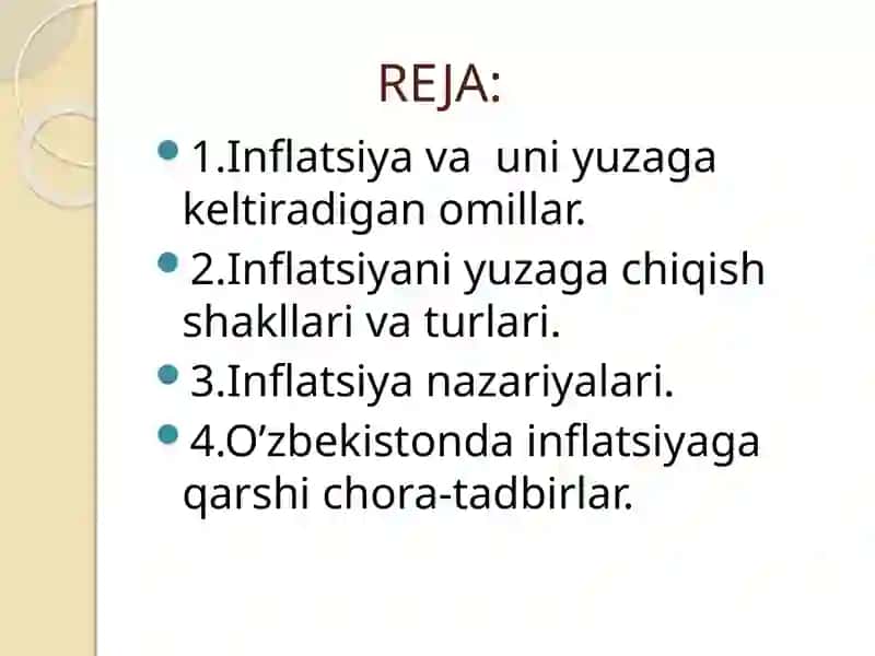 Inflatsiya va unga qarshi kurasshYoʻllari Pul islohotlari 2